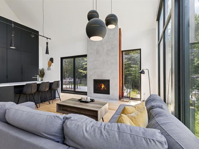 Cozy living room with modern fireplace and sectional sofa