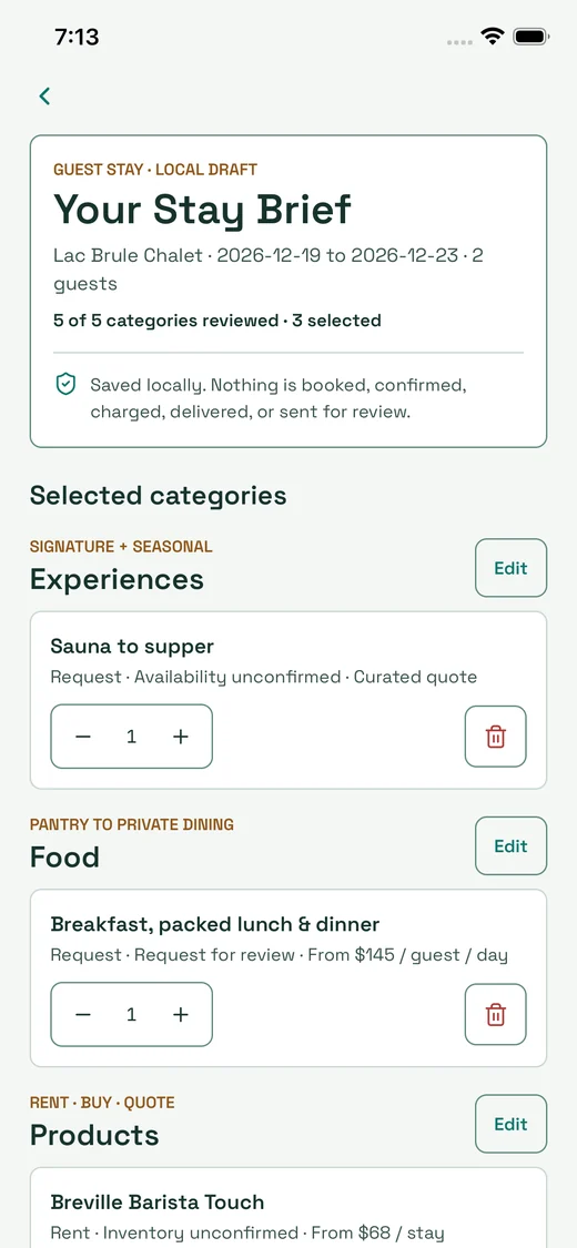App preview: stay overview