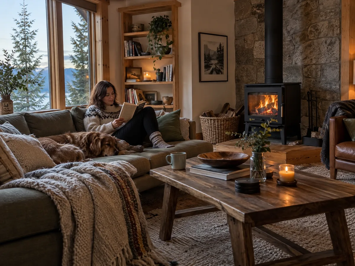 Person reading beside a window in a quiet interior